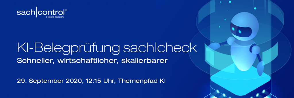 Vortrag "KI-Belegprüfung sachcheck", 29.09.2020, 12:15 Uhr, Messekongress Leipzig